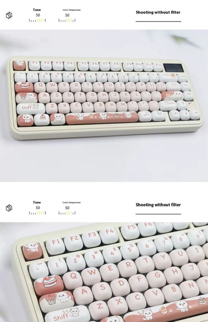Dessert cat MOG round sublimation key cap for mechanical keyboards with colourful cartoon artwork