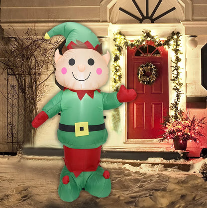 Festive 6-foot Inflatable Christmas Bear with LED Lights, a whimsical holiday decoration for indoor or outdoor use