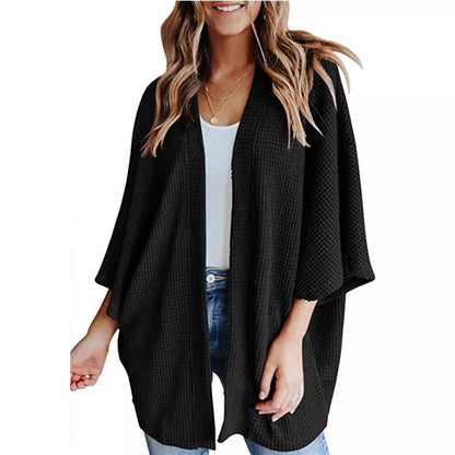 Bat Sleeve Waffle Gerson Women's Cardigan in various colors and sizes