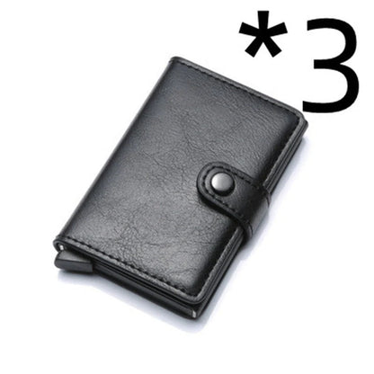 Men's RFID-blocking vintage wallet with aluminum purse and leather cover