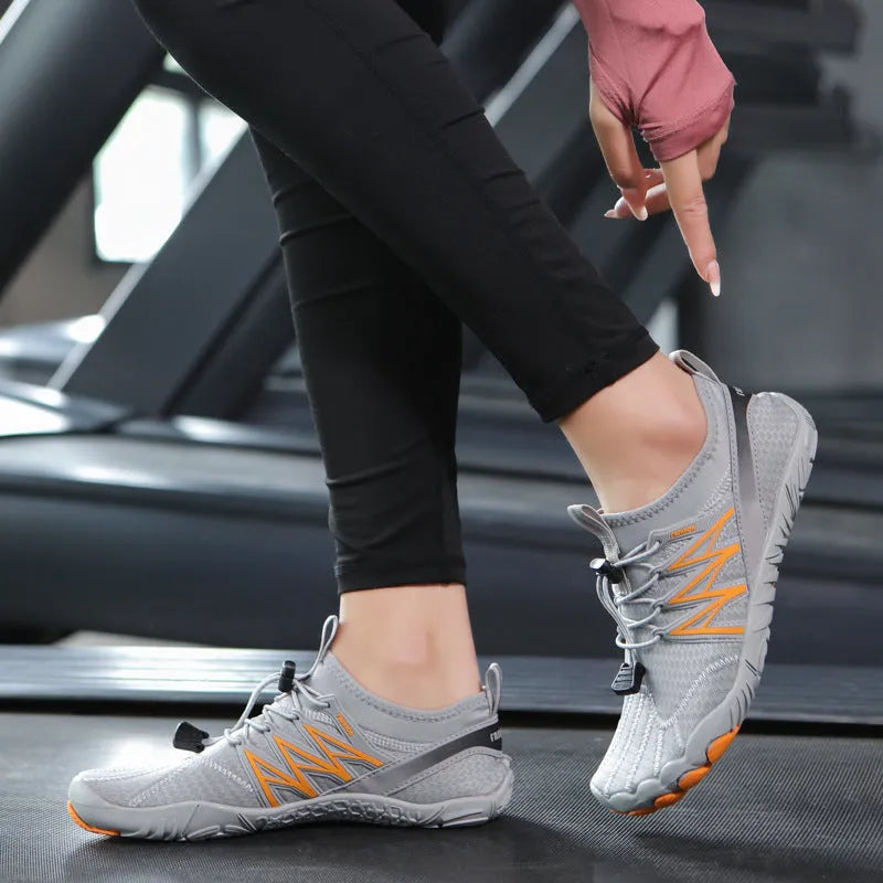 Indoor fitness training shoes with non-slip rubber soles and mesh lining in multiple colour options