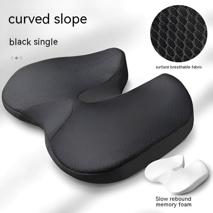 Curved bevel seat cushion in solid colour for tailbone support with memory foam core