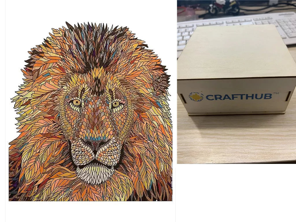 Animal Puzzle Craft Hub A3 Size Wooden Box for puzzle storage and organization