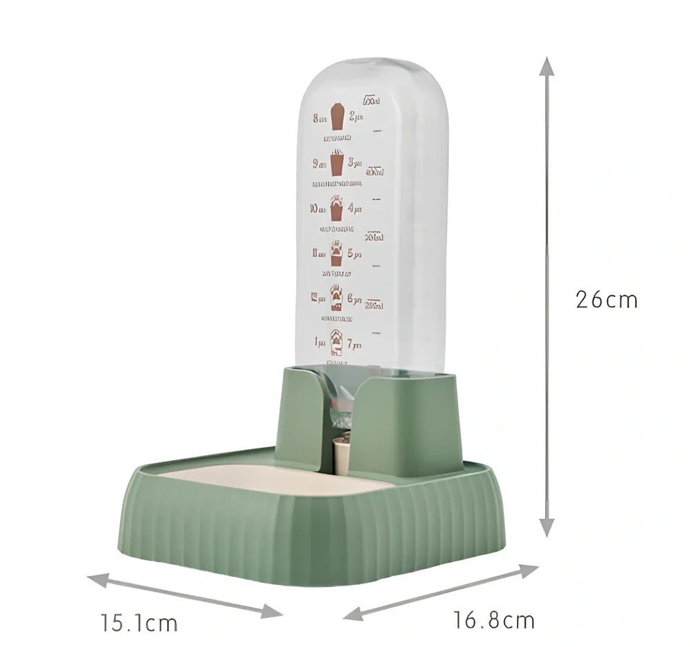 Green pet water fountain with circulating water flow and filtration system for cats and dogs