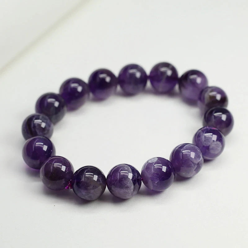 Natural Fantasy Amethyst Bracelet with adjustable string and 6mm-16mm genuine crystal beads
