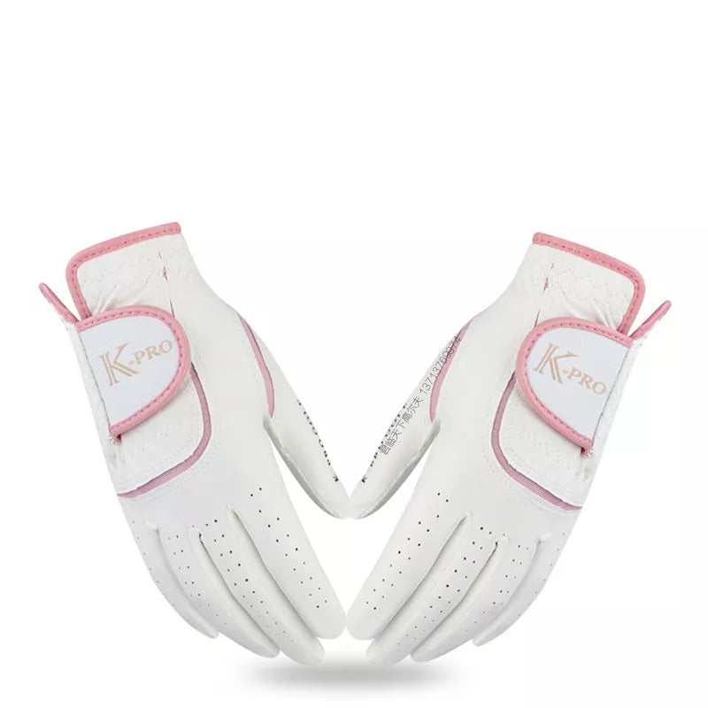 Women's microfiber golf gloves with anti-skid grip and breathable fabric