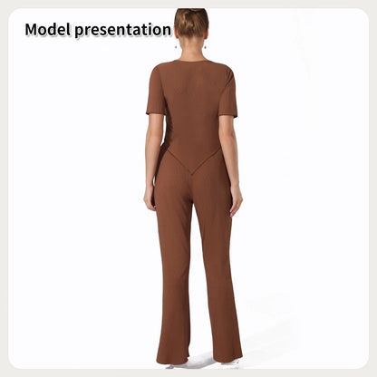 Dark green top and pants set with breathable fabric, available in sizes S to 3XL