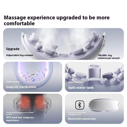 Bluetooth steam eye moisturising instrument in purplish grey colour with hot compress massage function