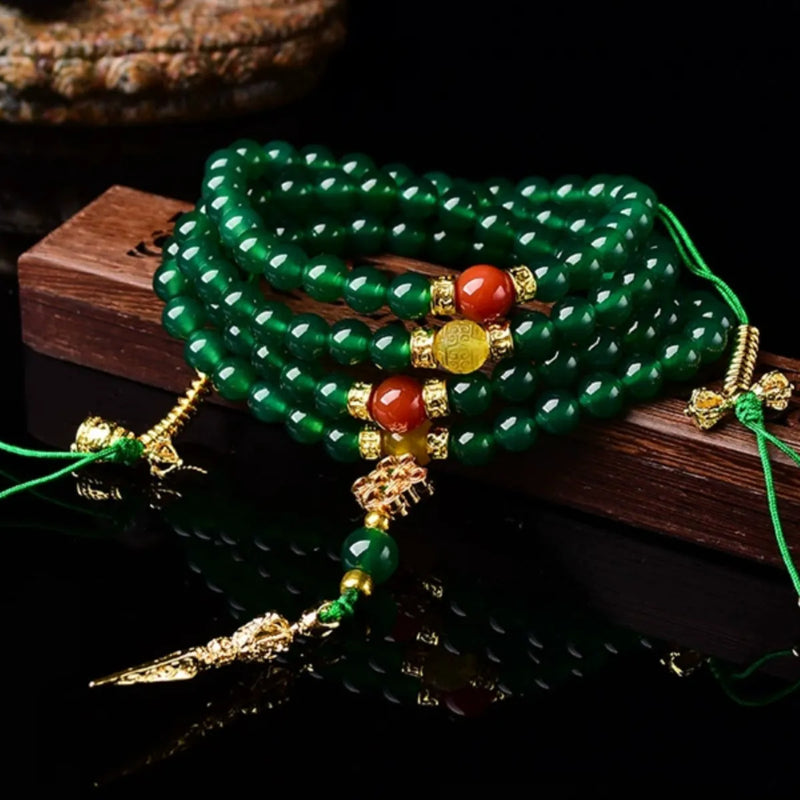 Brazil natural green agate bracelet, unisex multi-circle stone bracelet, handcrafted manual processing, available in 6mm, 8mm, and 10mm stone sizes, original design with certificate of authenticity, suitable for men and women.