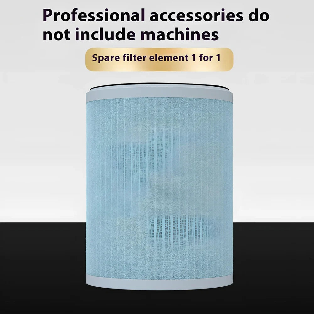 Beige desktop air purifier with HEPA filter for formaldehyde and smoke removal measuring 25cm