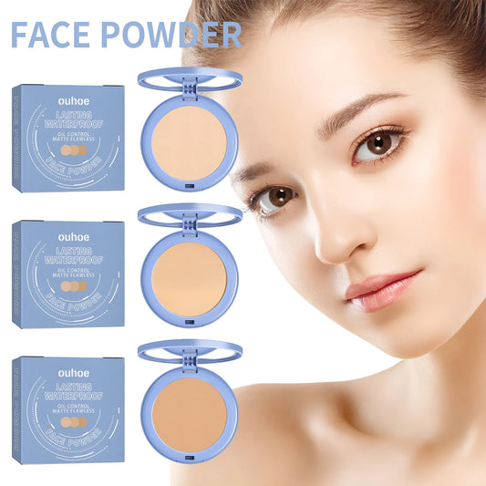 8g finishing powder container in natural beige, classic ivory, or pure beige shades for makeup setting
