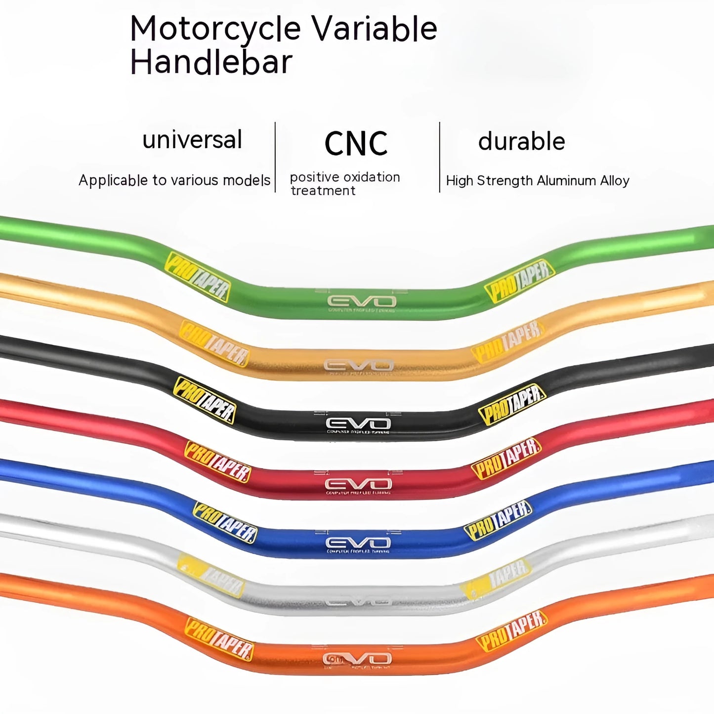Aluminium alloy scrambling motorcycle handlebar, 28mm diameter, 80cm wide, 10cm rise, in EVO orange finish.