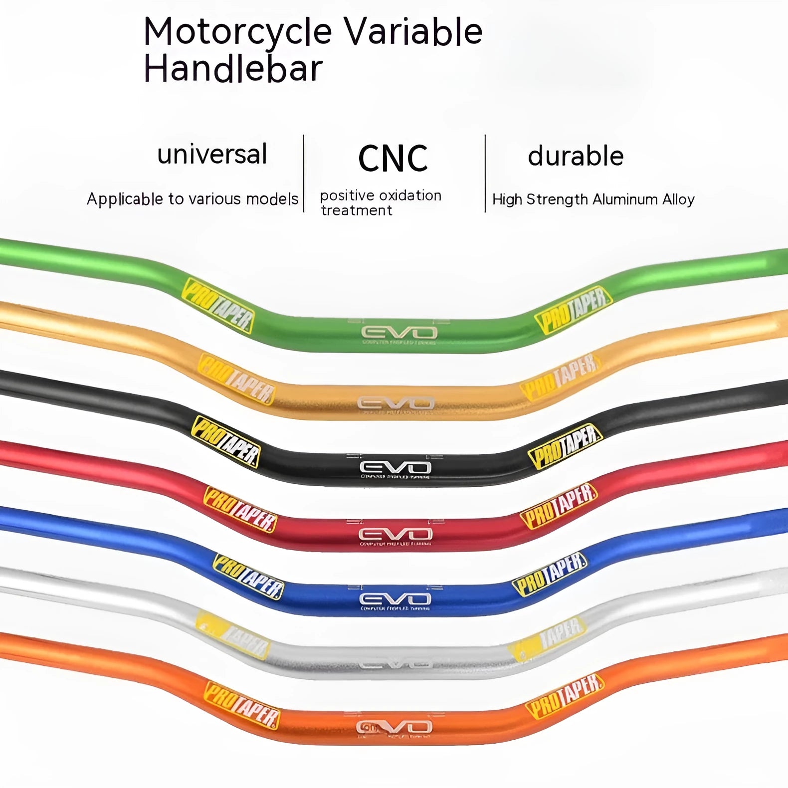 Aluminium alloy scrambling motorcycle handlebar, 28mm diameter, 80cm wide, 10cm rise, in EVO orange finish.