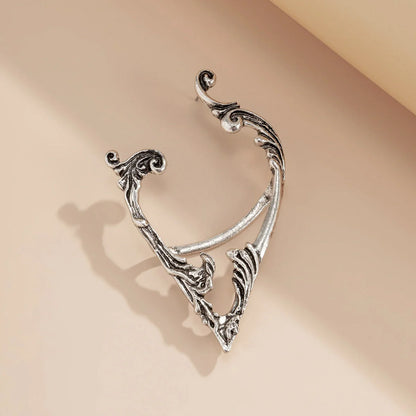 Dark Elf Ear Clip No Piercing Earrings in silver color, perfect for gothic and fairy tale aesthetics