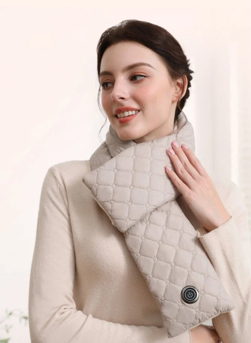 Premium electric heated scarf with 3 heat settings, crafted from soft velvet fabric for cozy outdoor comfort