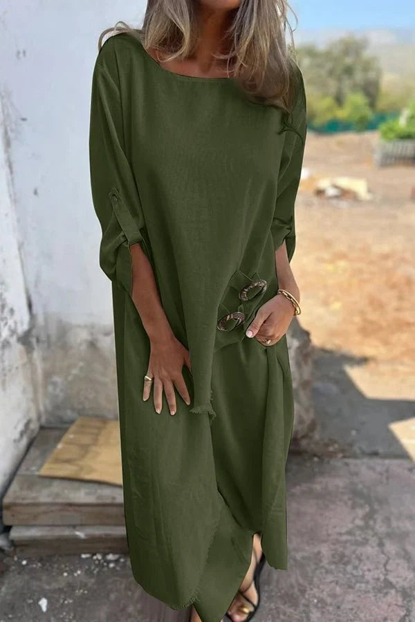 Women's loose long suit with metal buttons and wide-leg trousers in various colors