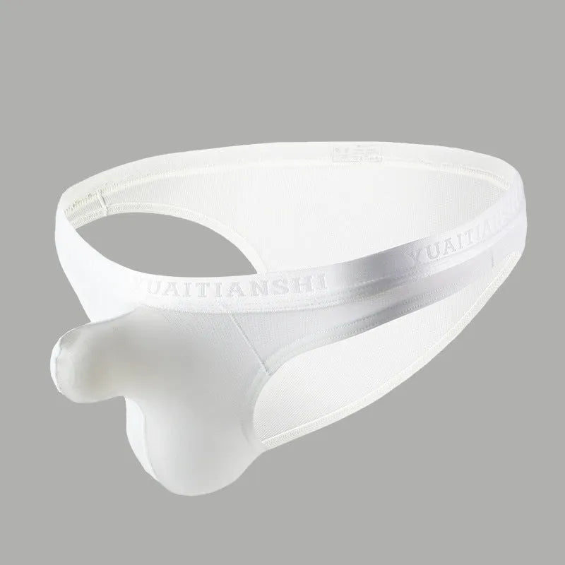 Men's thin solid colour underwear in low-waist design with breathable nylon fabric, shown in one of six colour options