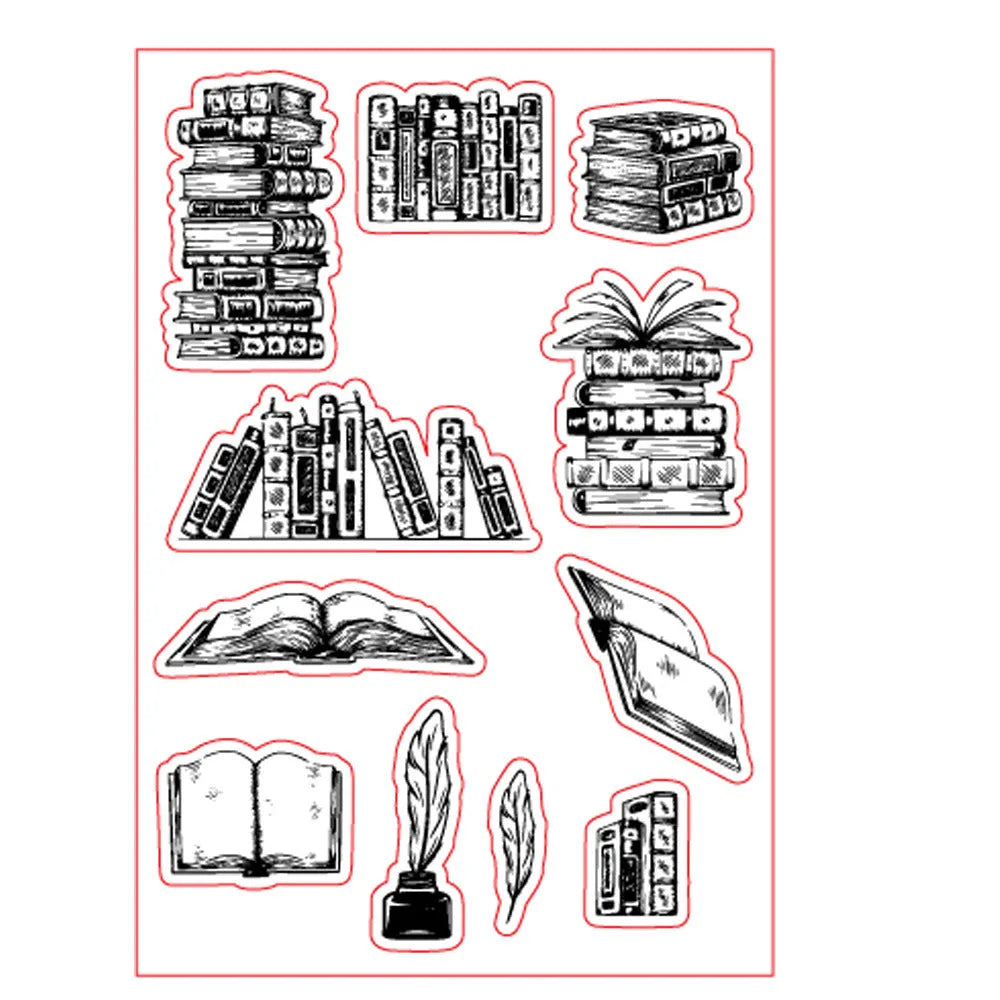 White seal pattern silicone stamp measuring 11 by 16 cm with transparent adhesive backing