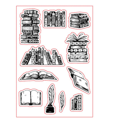 White seal pattern silicone stamp measuring 11 by 16 cm with transparent adhesive backing