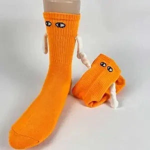 Stylish couple matching mid-tube socks in various colors for a fun and fashionable look.