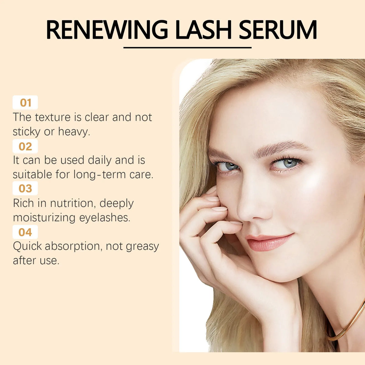 3ml bottle of eyelash nourishing liquid serum for lash growth and conditioning treatment.
