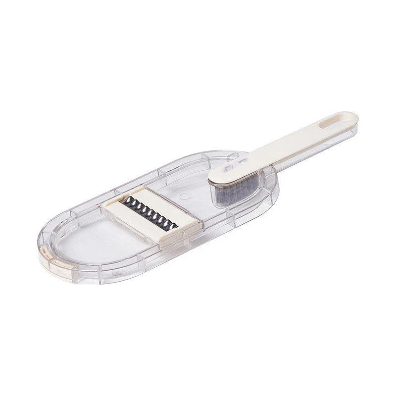 Versatile Vegetable Chopper with Interchangeable Blades, Built-in Container, and Self-Cleaning Brush for Effortless Meal Prep