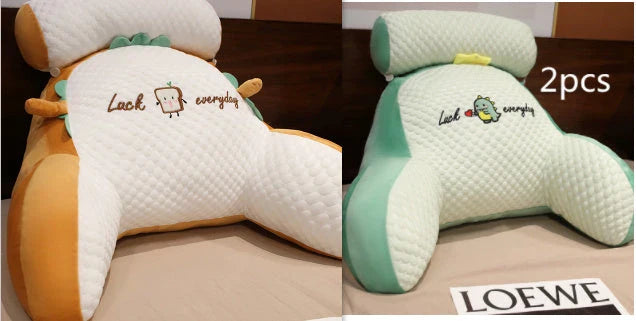 Adjustable ergonomic reading pillow with breathable fabric and detachable cover for comfortable support and easy cleaning