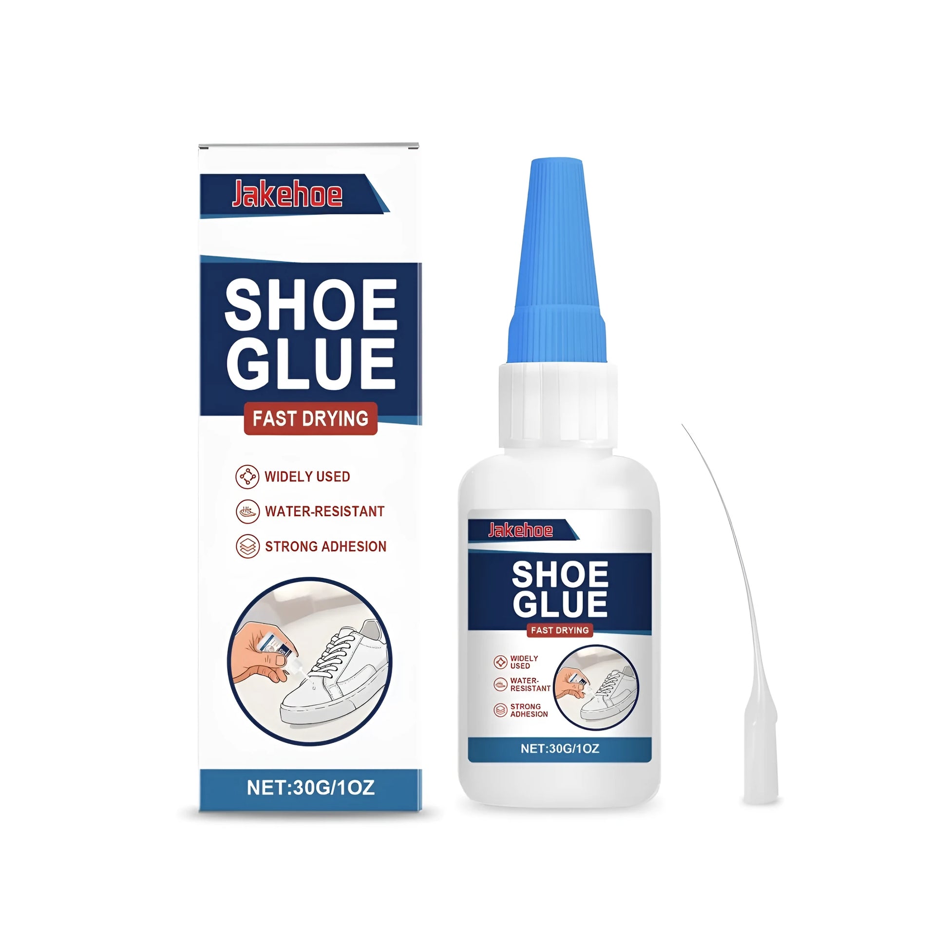 30g tube of shoe repair adhesive glue with a separate dropper applicator for precise DIY repairs.