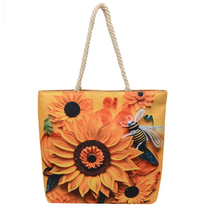 Cotton linen canvas shoulder bag with adjustable string straps and urban simplicity design