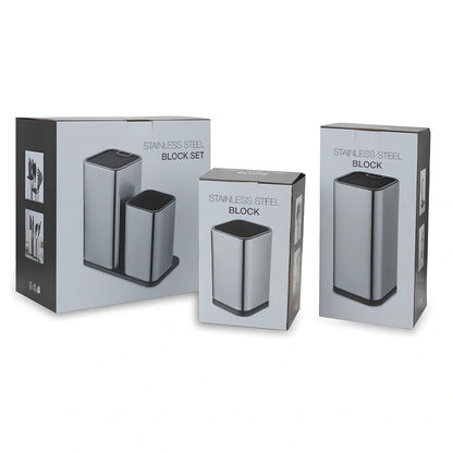 Stainless steel knife holder storage bucket with free insertion design for kitchen organisation