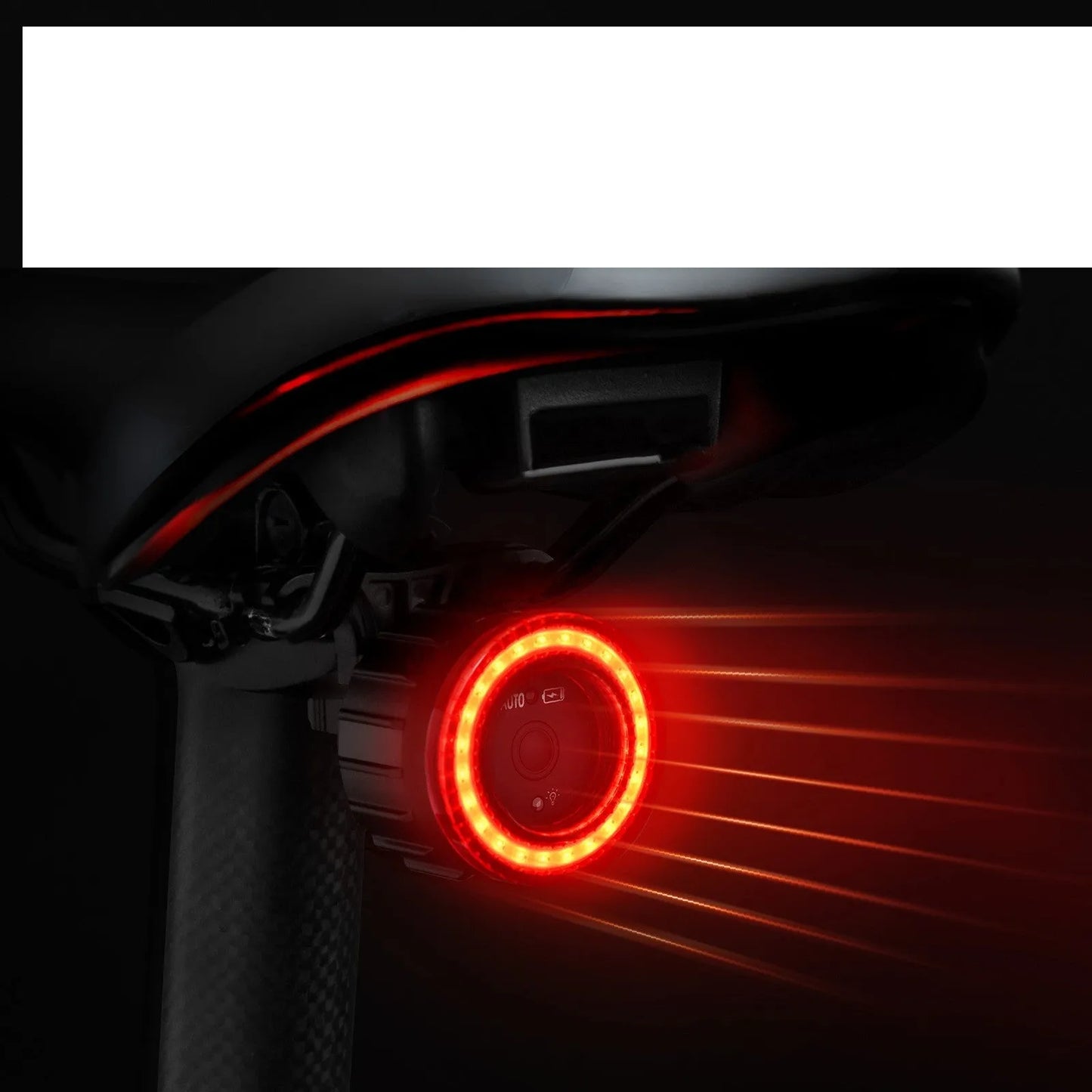 Black intelligent induction brake taillight for bicycles with seat tube bracket