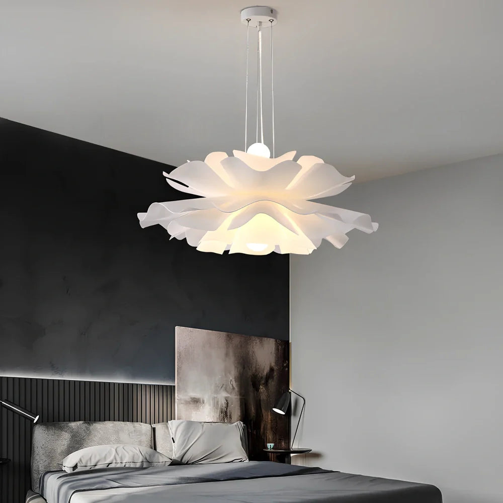 Nordic iron chandelier with PMMA lampshade in restaurant setting showing 40cm diameter