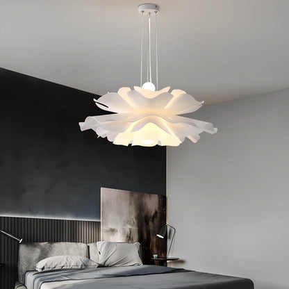 Nordic iron chandelier with PMMA lampshade in restaurant setting showing 40cm diameter