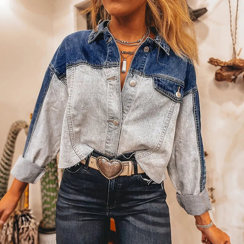 Women's loose fit denim coat with single row multi-buckle front closure in colour LC7821465-P704