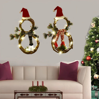 Natural pine needle Christmas wreath with 30cm diameter in grey or red colour options