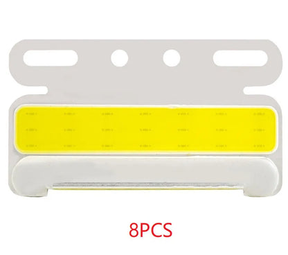 COB LED truck side light in aluminium alloy housing, showing red, yellow, green, blue, or white options for 12V and 24V vehicles