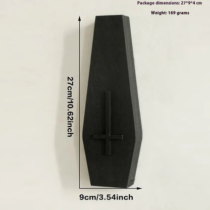 Black wooden cross wall shelf for vases measuring 27x9cm
