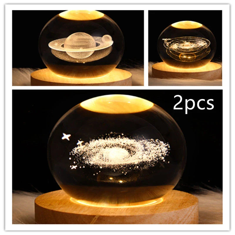 A mesmerizing galaxy-inspired crystal ball lamp with a warm, soothing LED glow.
