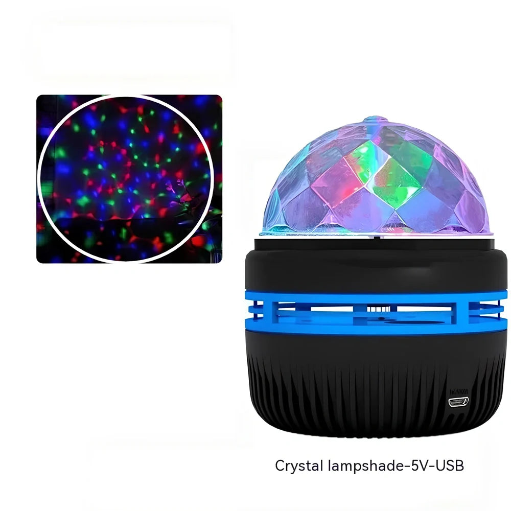 Mini crystal magic ball projection light showing starry sky and aurora water patterns on wall