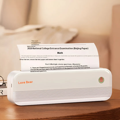 Ailixiong P40 small portable thermal printer in Tiffany Blue or White colour on a desk.