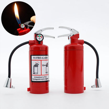Creative fire extinguisher-shaped lighter in red with light, refillable and eco-friendly