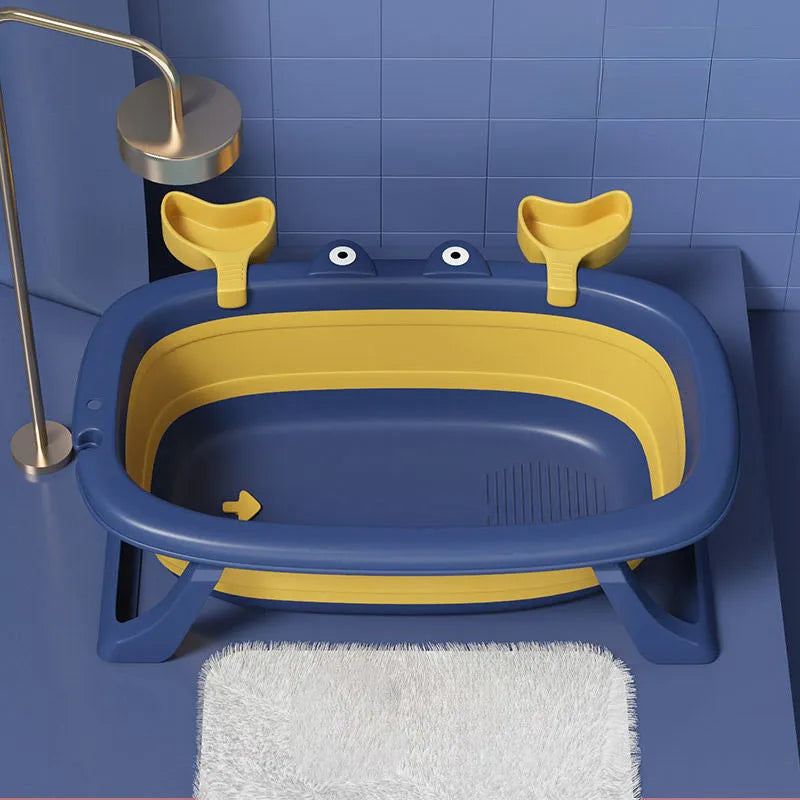 Blue foldable portable pet bathing tub for a small dog