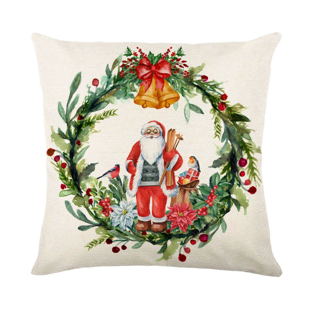 Festive throw pillow covers with various snowflake designs for Christmas home decor