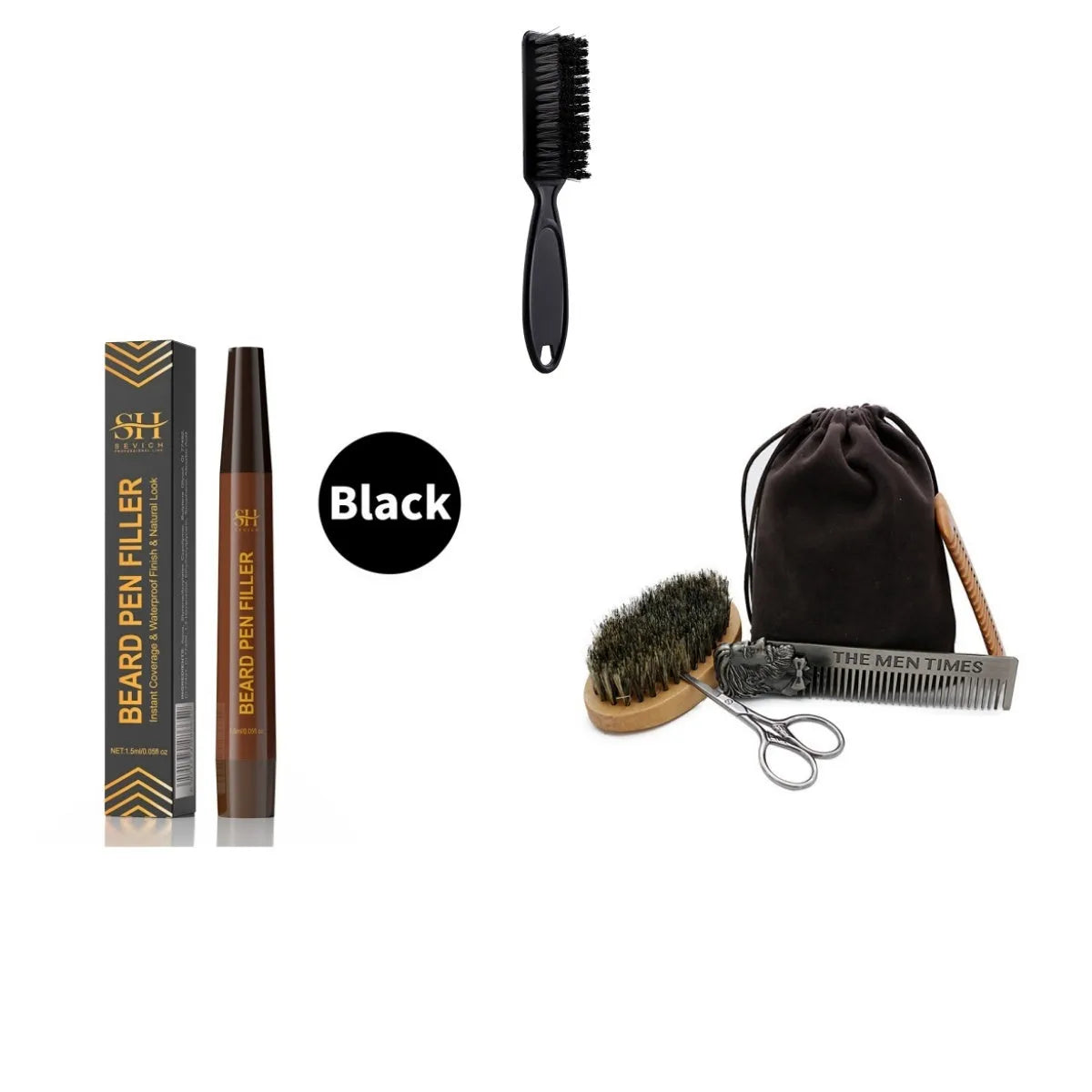 Men's sweatproof waterproof beard eyebrow filler pencil in black or dark brown