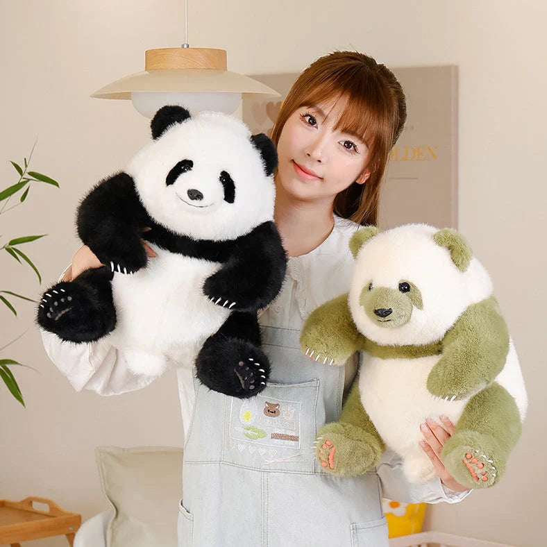 Panda doll plush toy with 35cm sitting height in black-white colour combination