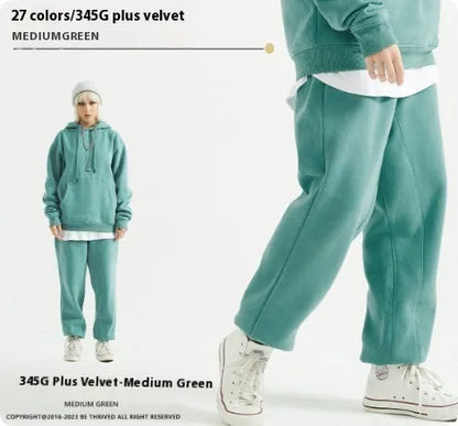 Men's velvet sweatpants with ankle banded cuffs in multiple solid colour options