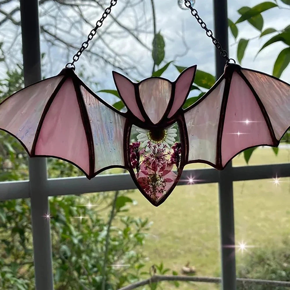 Colourful acrylic bat pendant, 15cm wide, for Halloween haunted house home decorations