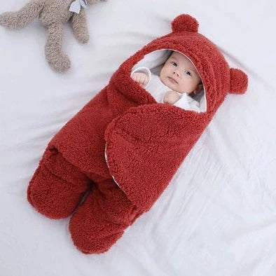 Baby Hold newborn swaddle sleeping bag with lamb wool fabric in blue colour option