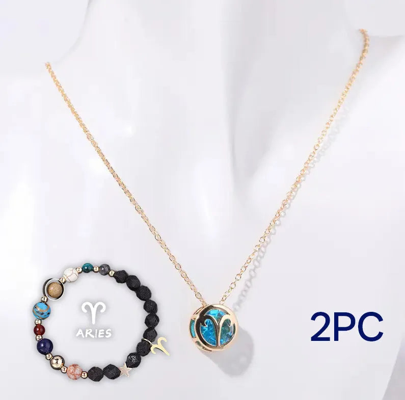 Natural stone beaded necklace and matching bracelet jewellery set with semi-precious gemstones