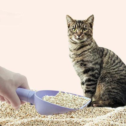 White ABS plastic cat litter scoop with storage base and hidden bag compartment
